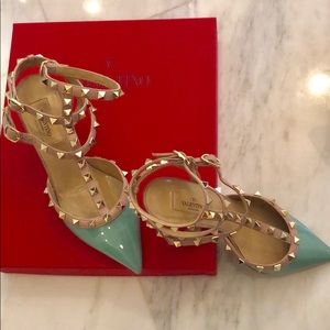 Valentino rockstud kitten heel (aqua) size 36 1/2